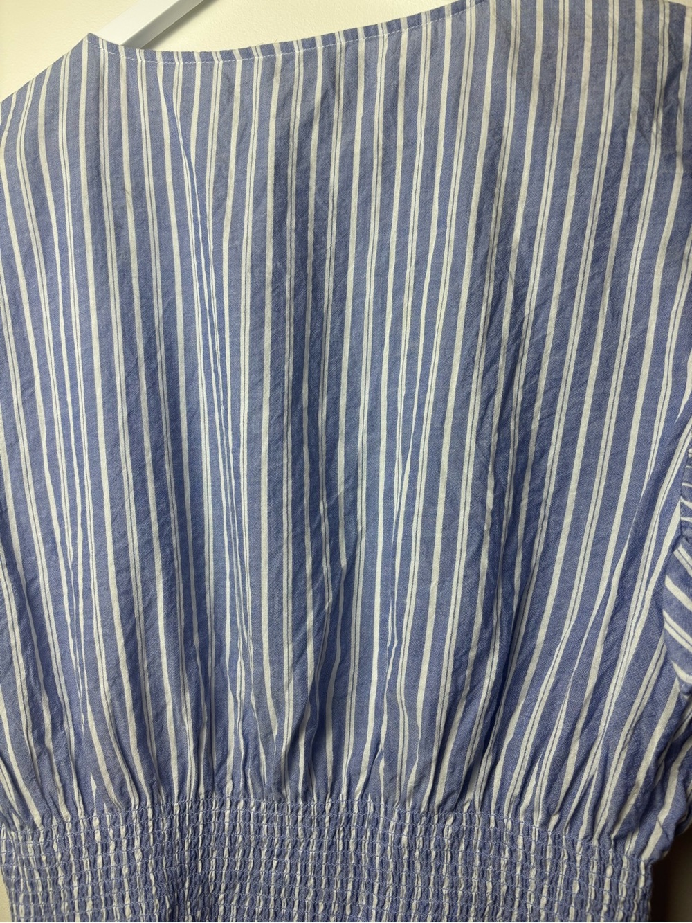 Madewell Stripped Flutter Sleeve Light Blue & White Smock Top, size M - Picture 6 of 9